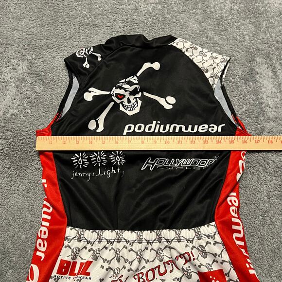 Podiumwear Tank Top Shirt Jersey Womens Medium Cycling Pockets Skull Punk - Picture 3 of 6